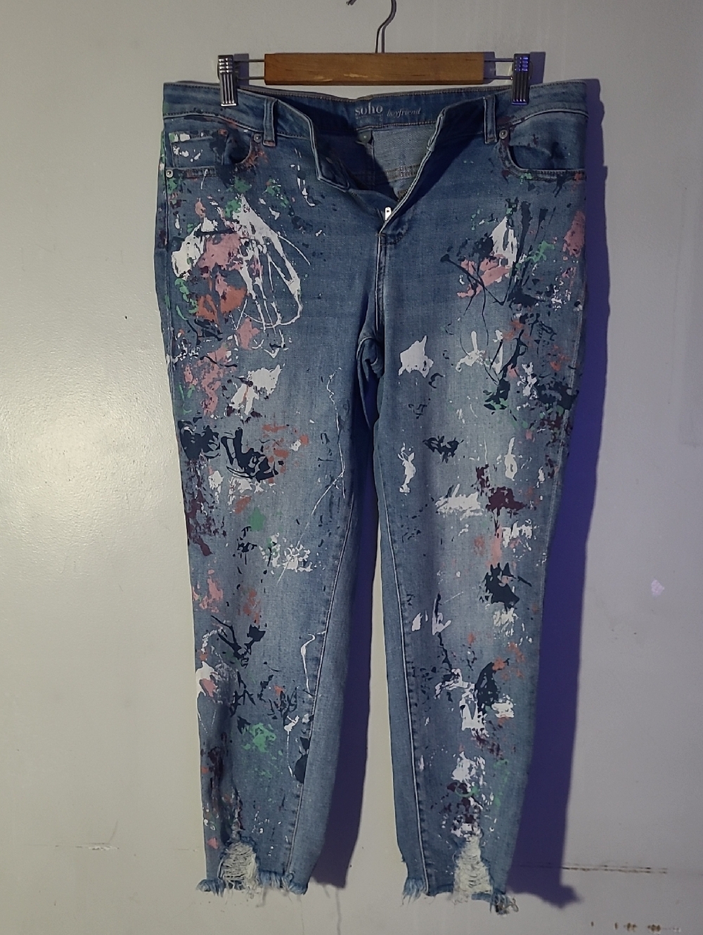 Soho Blue Paint-Splatter Ankle Jeans
